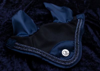 ‘The Prince’ Navy Jewel Satin Ear Bonnet