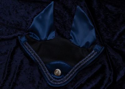 ‘The Prince’ Navy Jewel Satin Ear Bonnet
