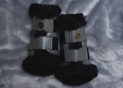 Grey merino Fleece/Leather Tendon Boots