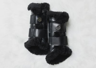 Black Merino Fleece/Leather Tendon Boots