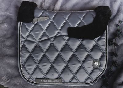 &#39;The Duke&#39; Grey Full Merino Fleece Jewel Saddle Pad