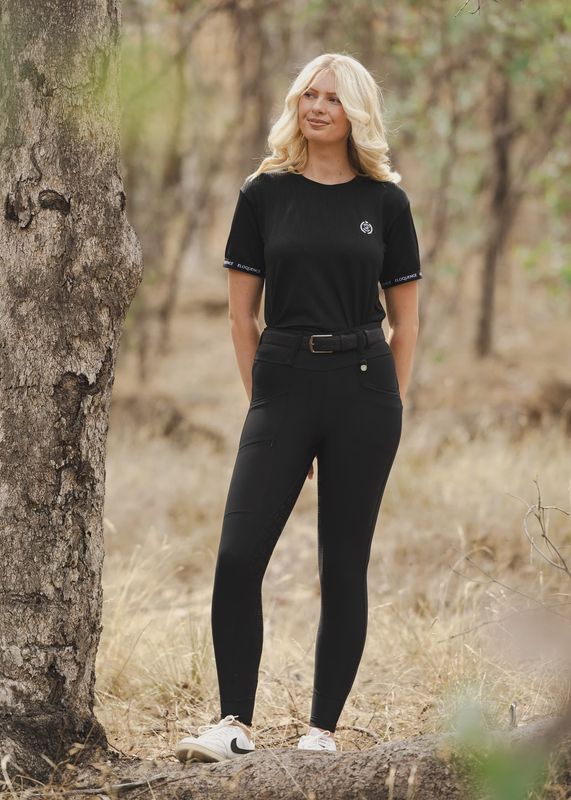 Black ‘Audrey’ Mesh Short Sleeved Riding Top