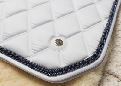 'The Duchess' White Jewel Competition Saddle Pad - Navy Jewel