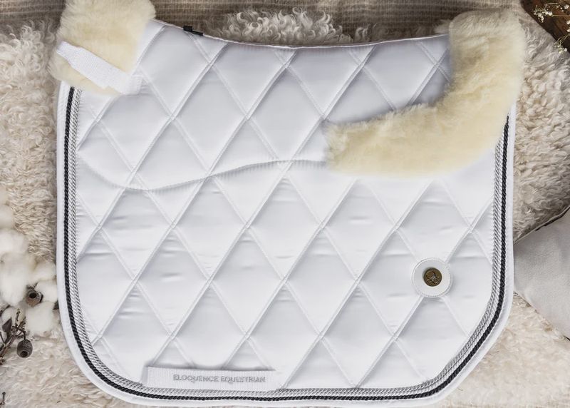 &#39;The Queen&#39; White Merino Fleece Saddle Pad