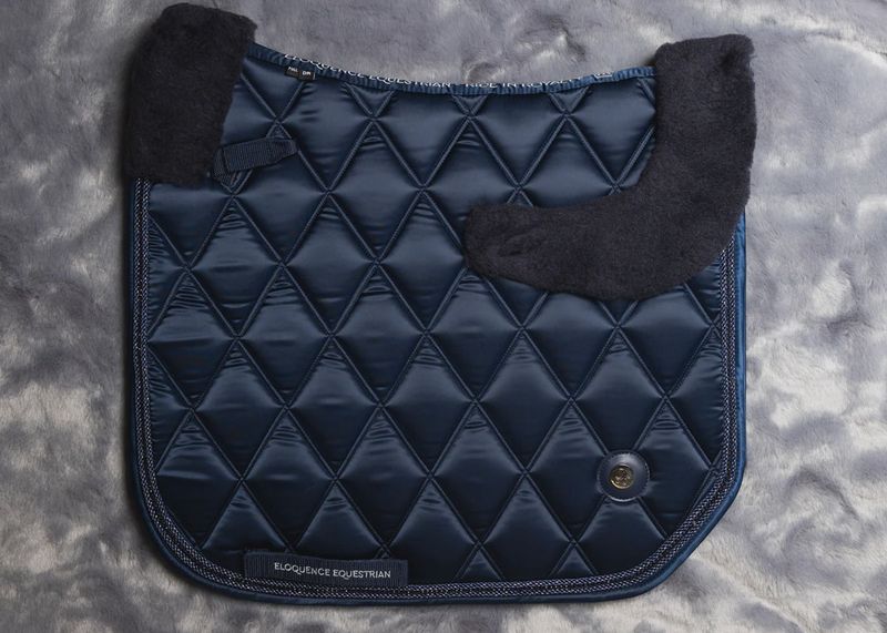 &#39;The Prince&#39; Navy Top Merino Fleece Jewel Saddle Pad