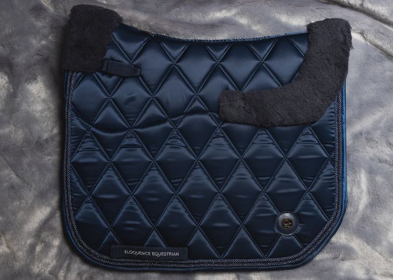 &#39;The Prince&#39; Navy Full Merino Fleece Jewel Saddle Pad