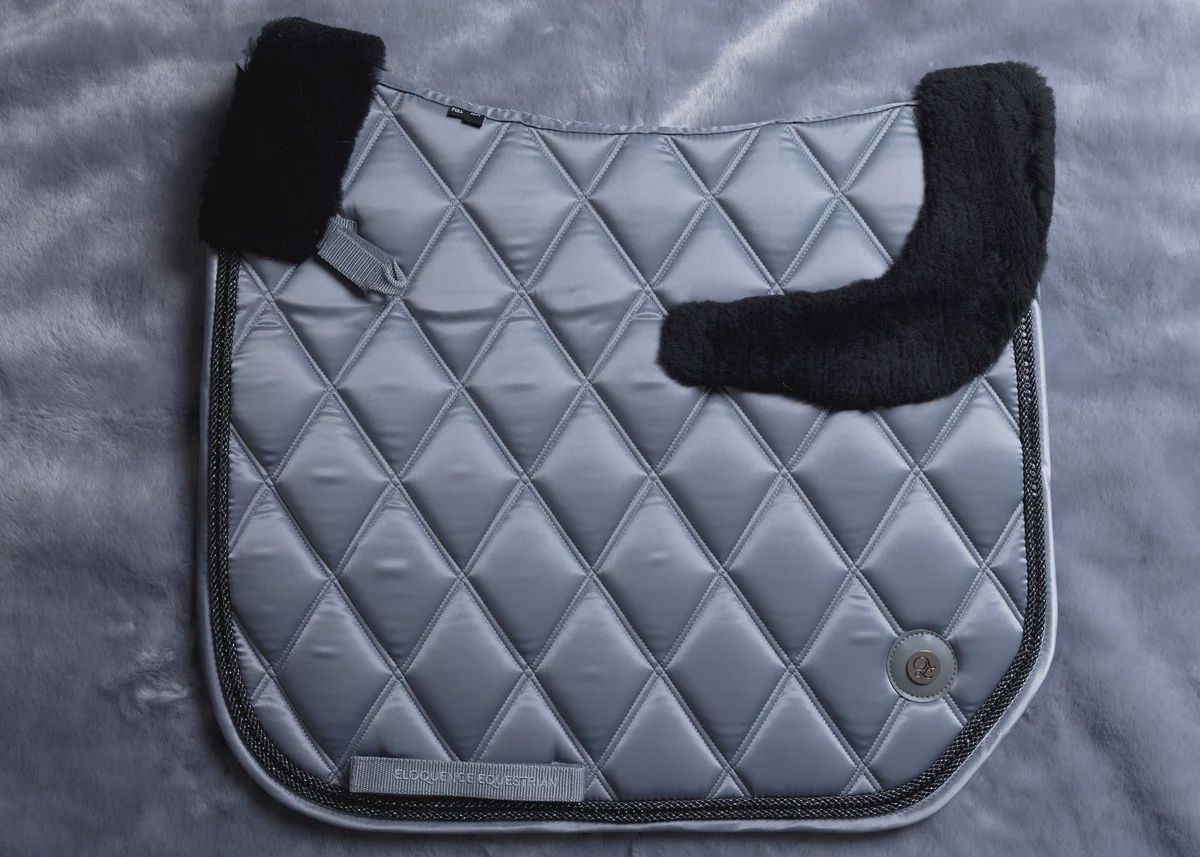 &#39;The Duke&#39; Grey Top Merino Fleece Jewel Saddle Pad