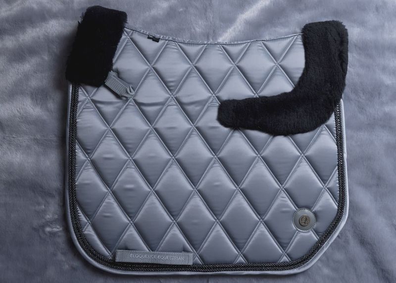 &#39;The Duke&#39; Grey Top Merino Fleece Jewel Saddle Pad