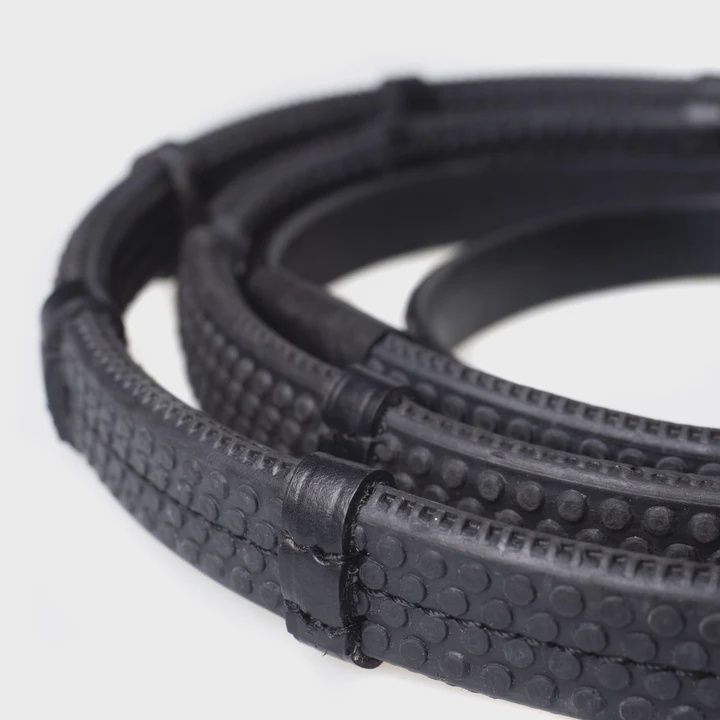 Rubber Grip Reins, Colour: Black, Size: Full