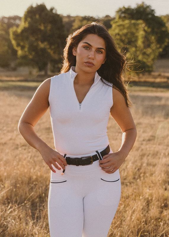 'Lilly' Sleeveless Riding Top White