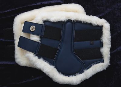 Navy Merino Fleece Tendon Boots
