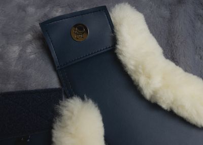 Navy Merino Fleece/Leather Bell Boots