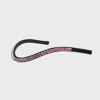 Single Row Pink Thin Crystal Wave - Black Browband