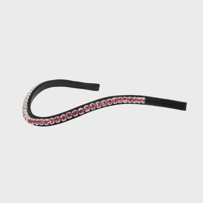 Single Row Pink Thin Crystal Wave - Black Browband