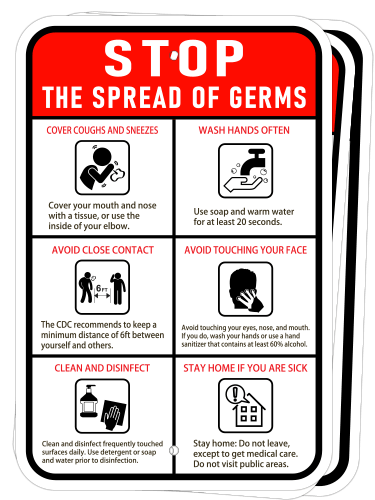 Stop the Spread of Germs Sign - Vertical
12