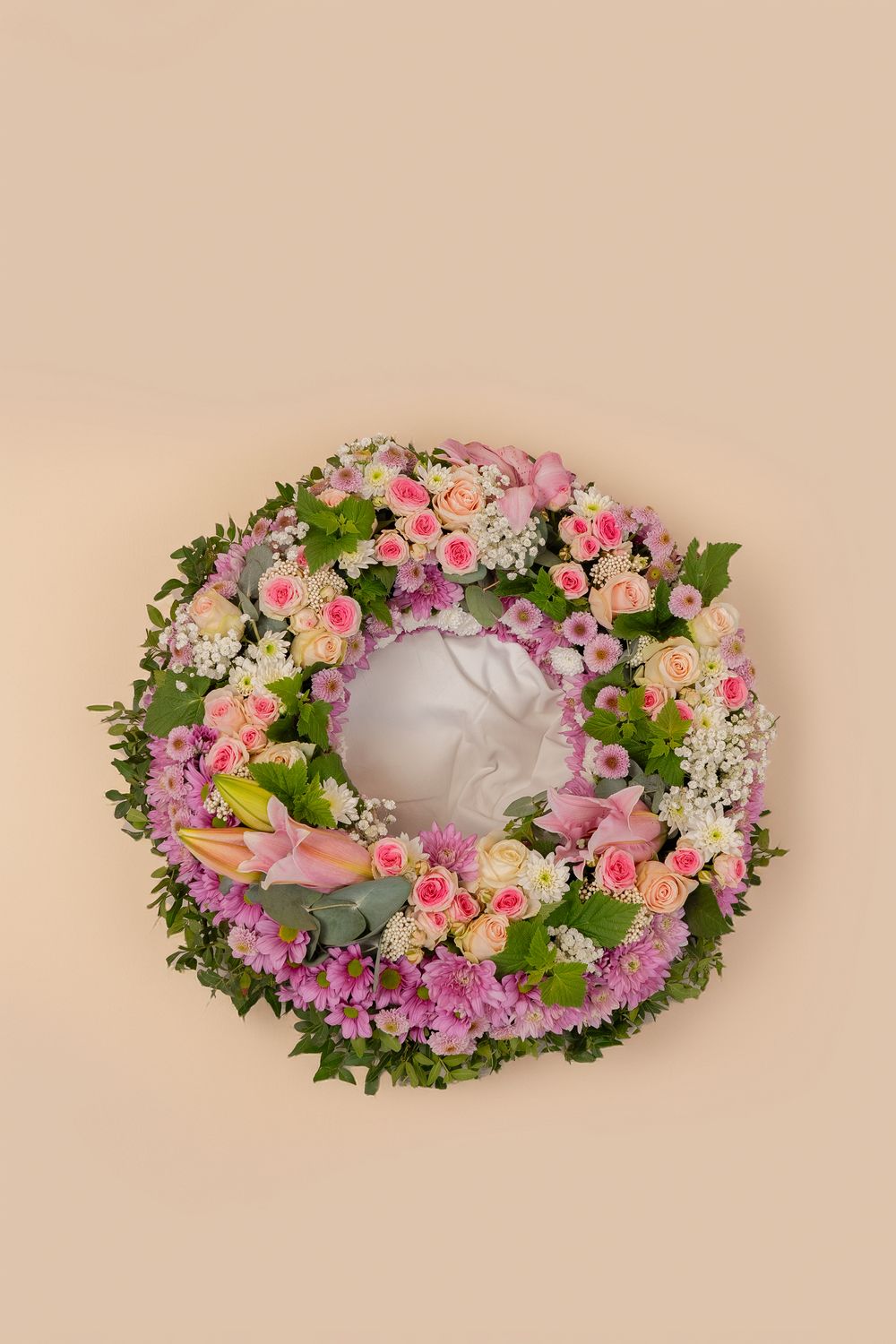 Couronne de deuil rose – Tendresse éternelle