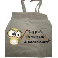 👜 Bolsa de tela – “Soy profe, necesito café &amp; vacaciones”