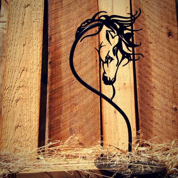 18" Black Horse Head Sculpture