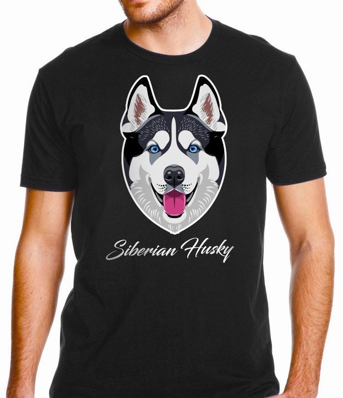 Playera Negra Siberian Husky