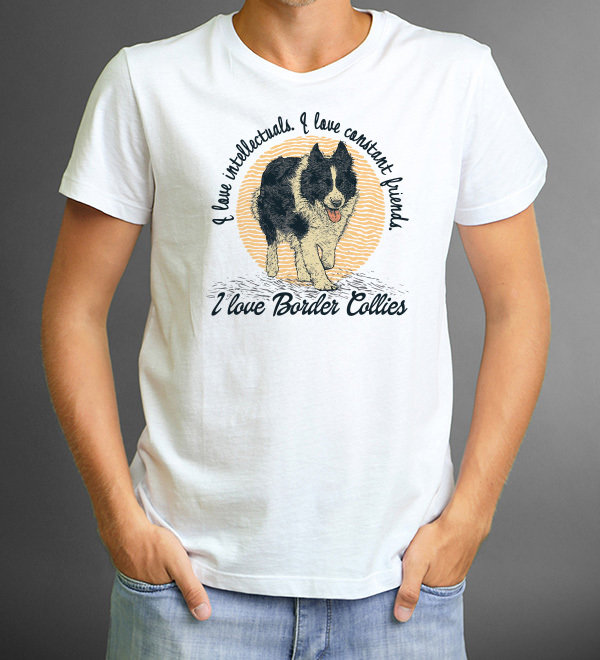 Playera Blanca I Love Border Collies