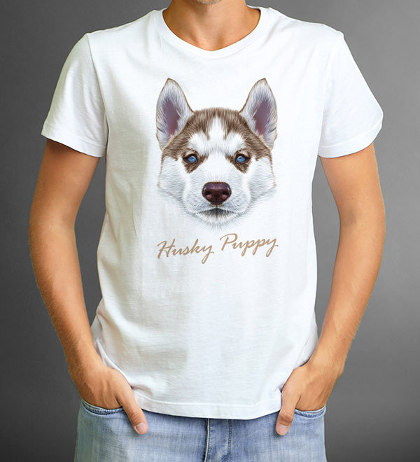 Playera Blanca Husky Puppy