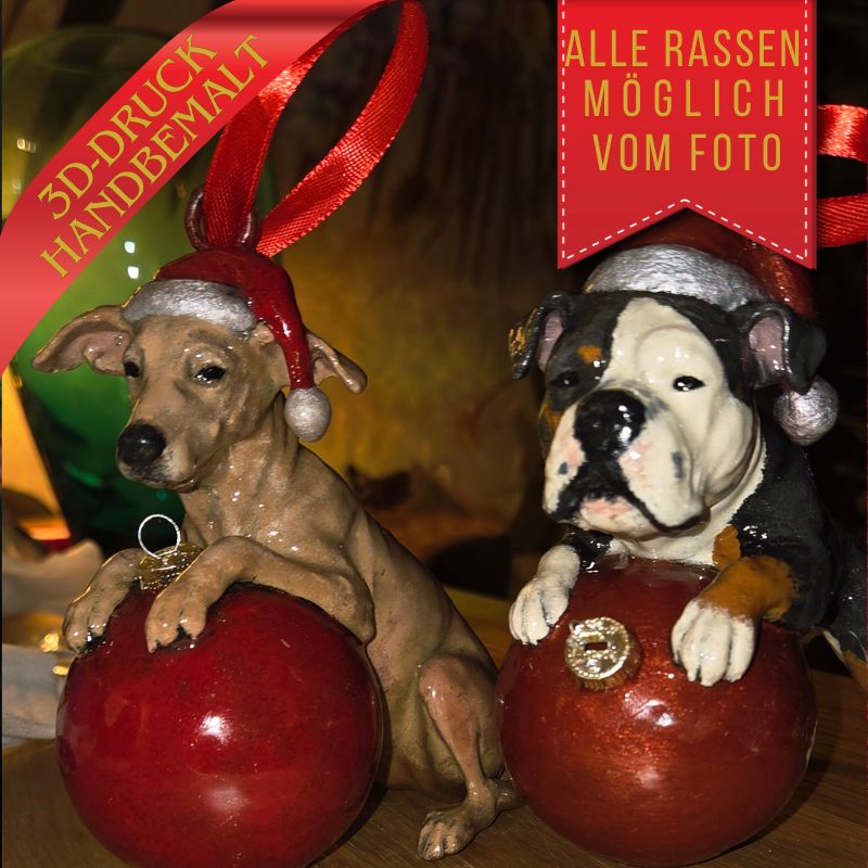 HUNDE-WEIHNACHTSKUGELN (13 cm) – 3D-Druck nach Foto
