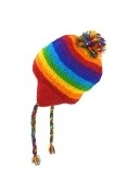 Rainbow Wool Earflap Hat