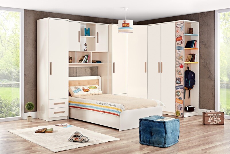Joy In Kids Bed with Wardrobe Set