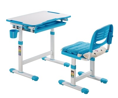 KIDOMATE Basic Auto Height Locking Kids Study Table and Chair Set - Blue