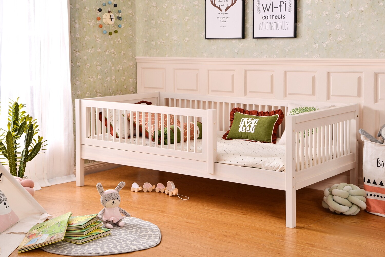 Alexa Wooden Single Bed for Kids with Removable Siderail