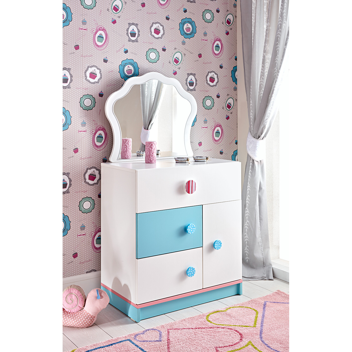 Fiyona Drawer Cabinet with Mirror for Kids