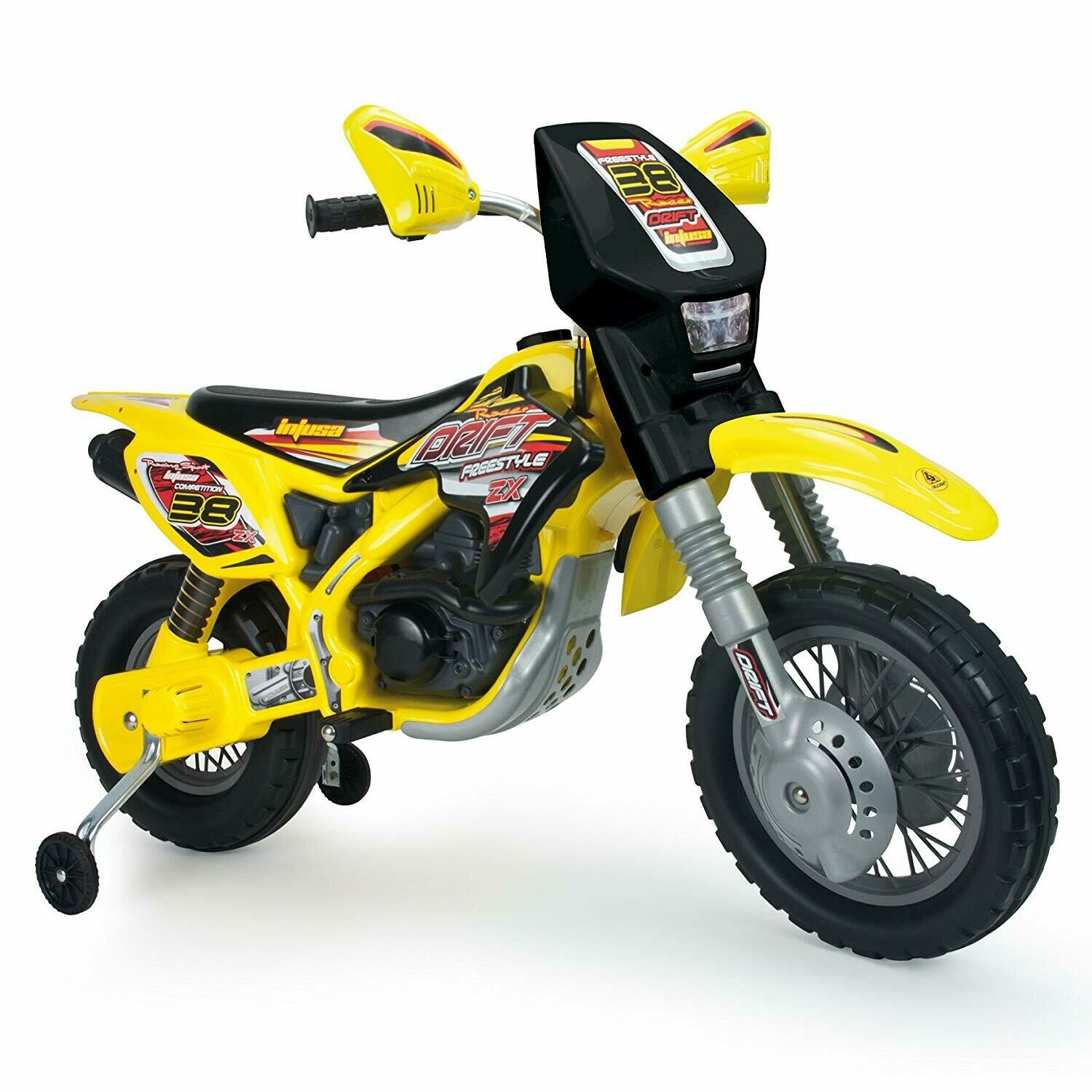 INJUSA Thunder Max 12V Battery Powered Dirt Bike Ride On Motorcycle for Kids