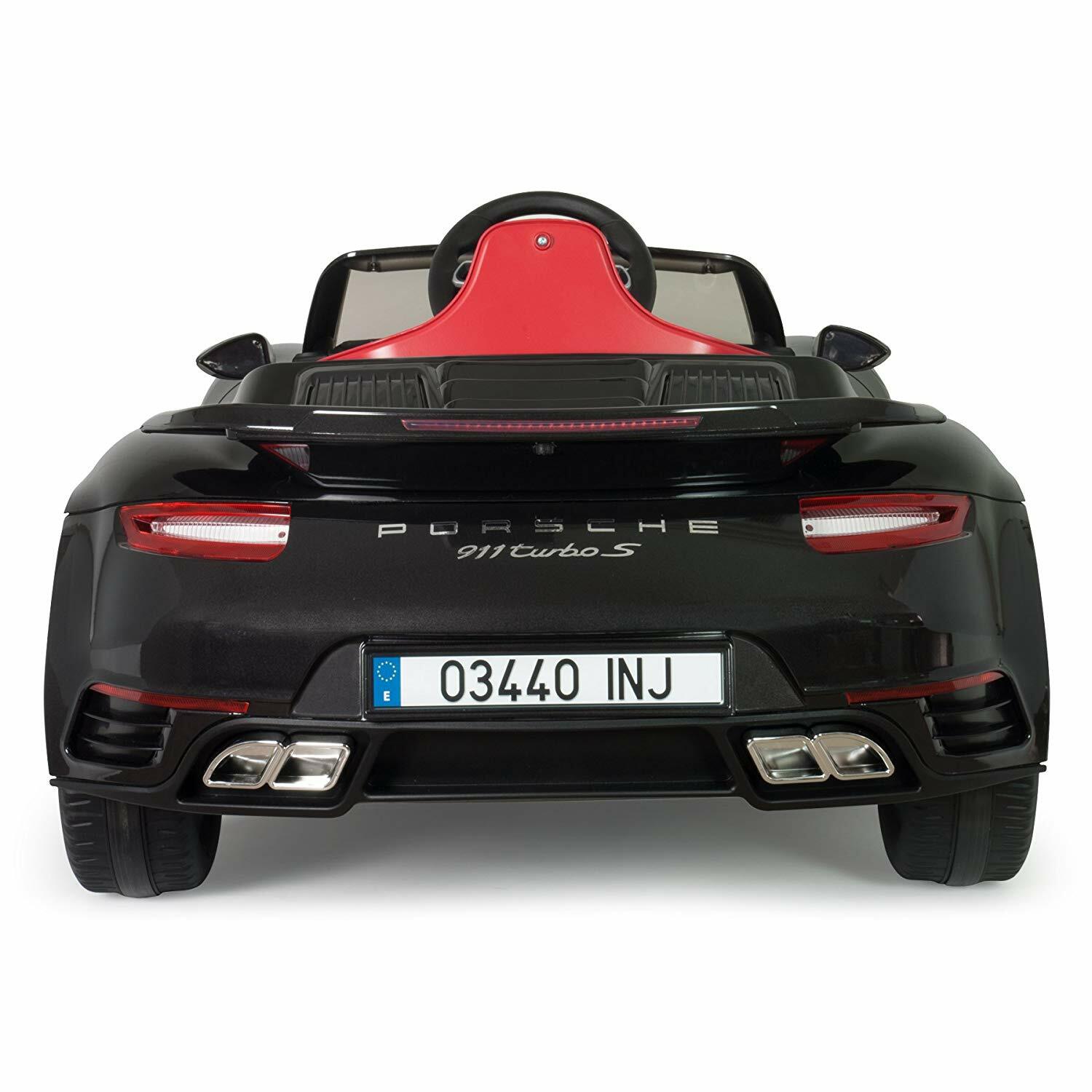 INJUSA Official Licensed Porsche Car for Kids 911 12V Turbo S Special Black  Edition