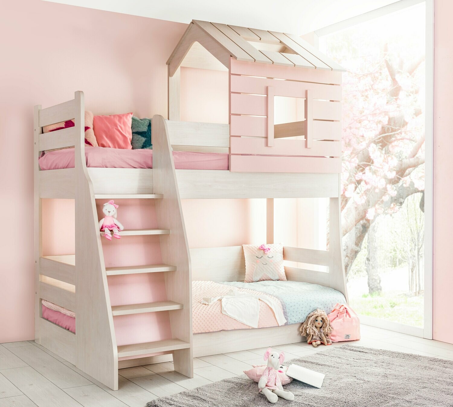 My House Bunk Bed for Kids - Pink