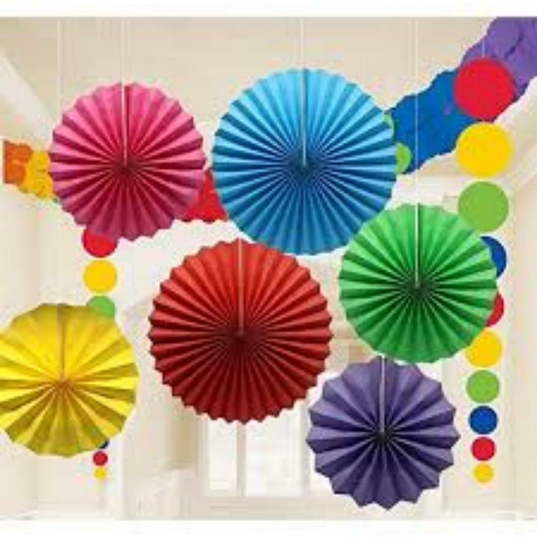 Multi Color Paper Fan set (Set of 6 )