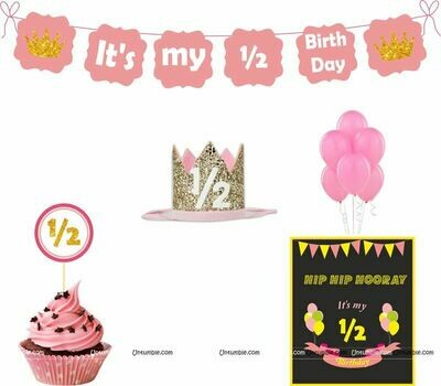Untumble Pink Half Birthday Decoration Kit