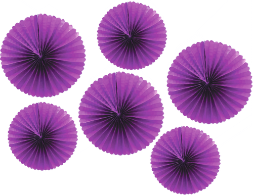 Purple Plain Paper Fan set (Set of 6 )