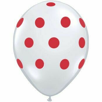 White with Red Polka Balloons (Pack of 20)