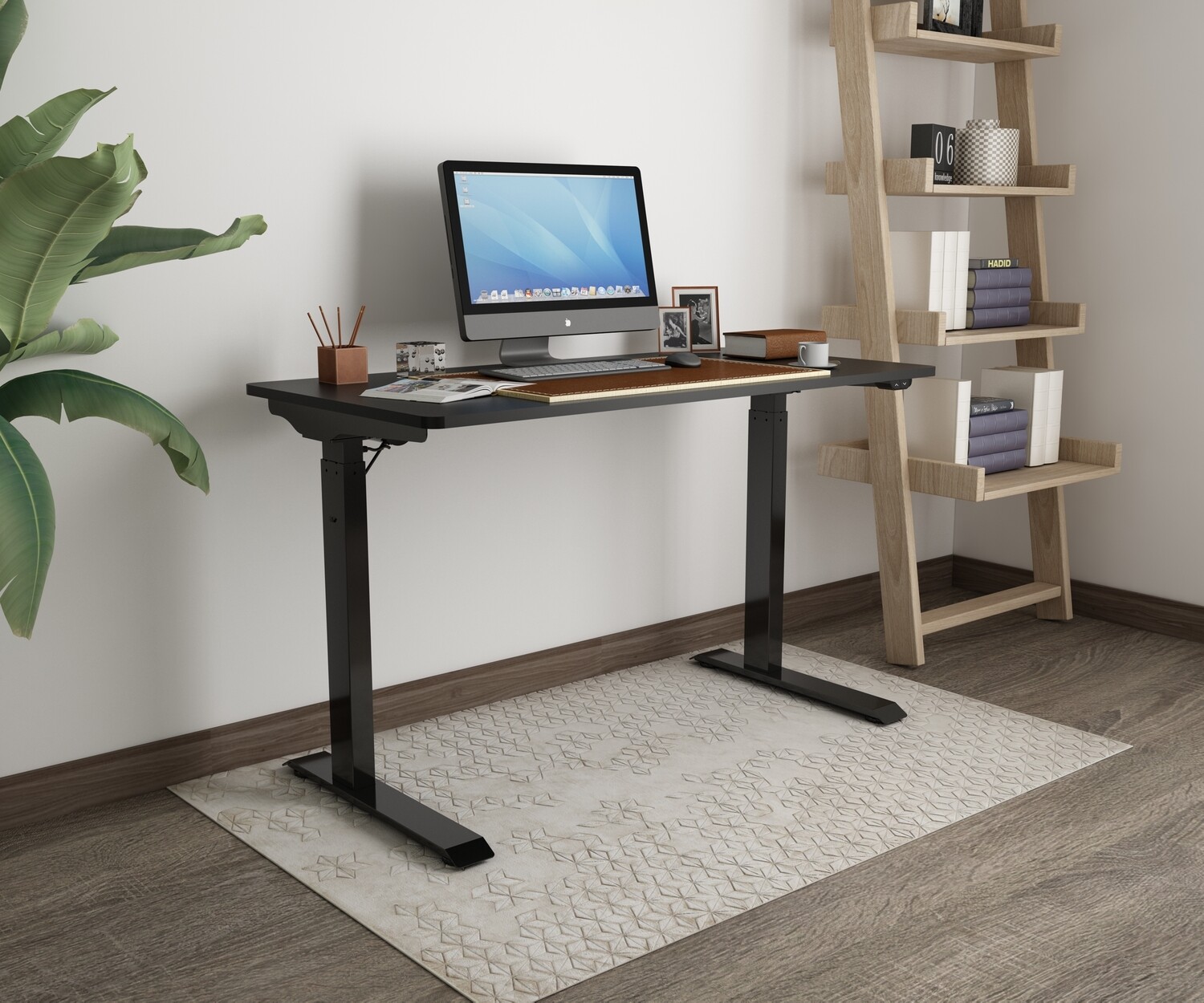 ERGOMATE Motorized Sit & Stand Desk (1200x600mm) with 4 Level Memory Preset (Single Motor) With Anti-Collision Mechanism - Black
