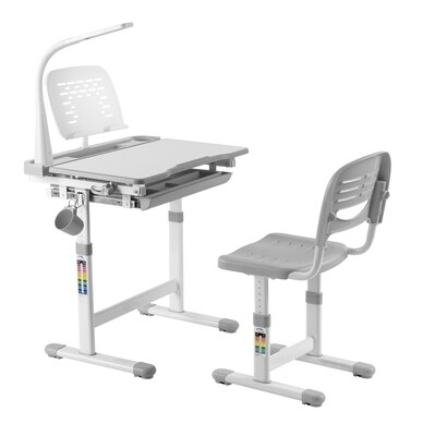 KIDOMATE Compact Lite Study Table and Chair Set - Grey