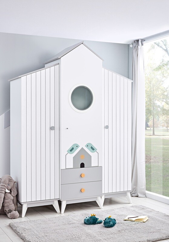 Bird House 3 Door Wardrobe for Kids