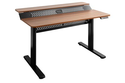 ERGOMATE 2 Tier Sit Stand Desk with USB Charger Port, Cable Manager and Under Board Cable Tray