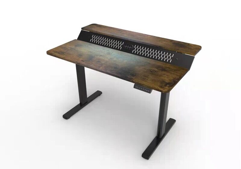 ERGOMATE 2 Tier Sit Stand Desk with USB Charger Port, Cable Manager and Under Board Cable Tray
