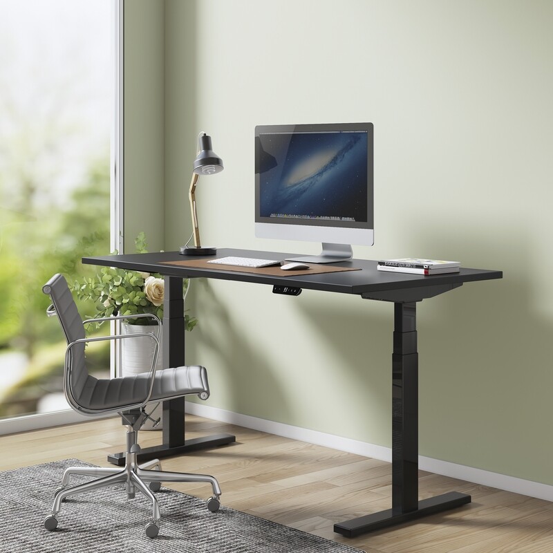 LUMI Dual Motor Sit Stand Desk | 3 Stage Column | 2 Level Memory Preset | Child Lock | Anti Collision - Black Frame