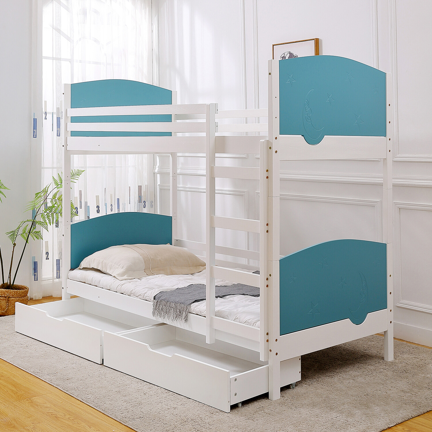 Alaska Twin over Twin Separable Bunk Bed for Kids with Underbed Storage - Blue