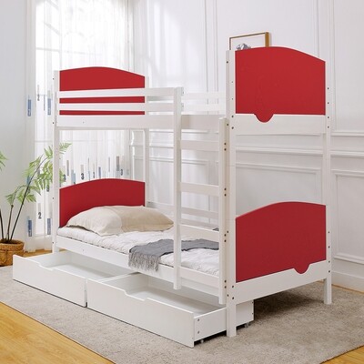 Alaska Twin over Twin Separable Bunk Bed for Kids with Underbed Storage - Red