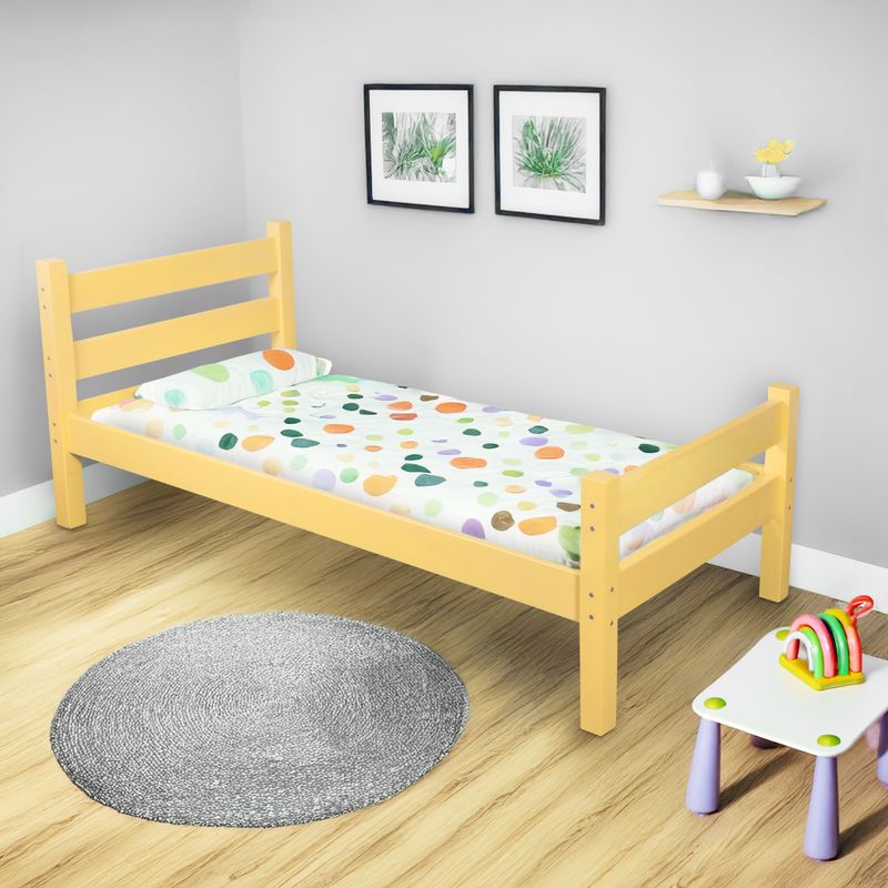 KIDOMATE Cosmos Solidwood Single Bed for Kids - Yellow