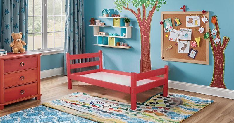KIDOMATE Cosmos Solidwood Single Bed for Kids - Red