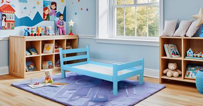 KIDOMATE Cosmos Solidwood Single Bed for Kids - Blue