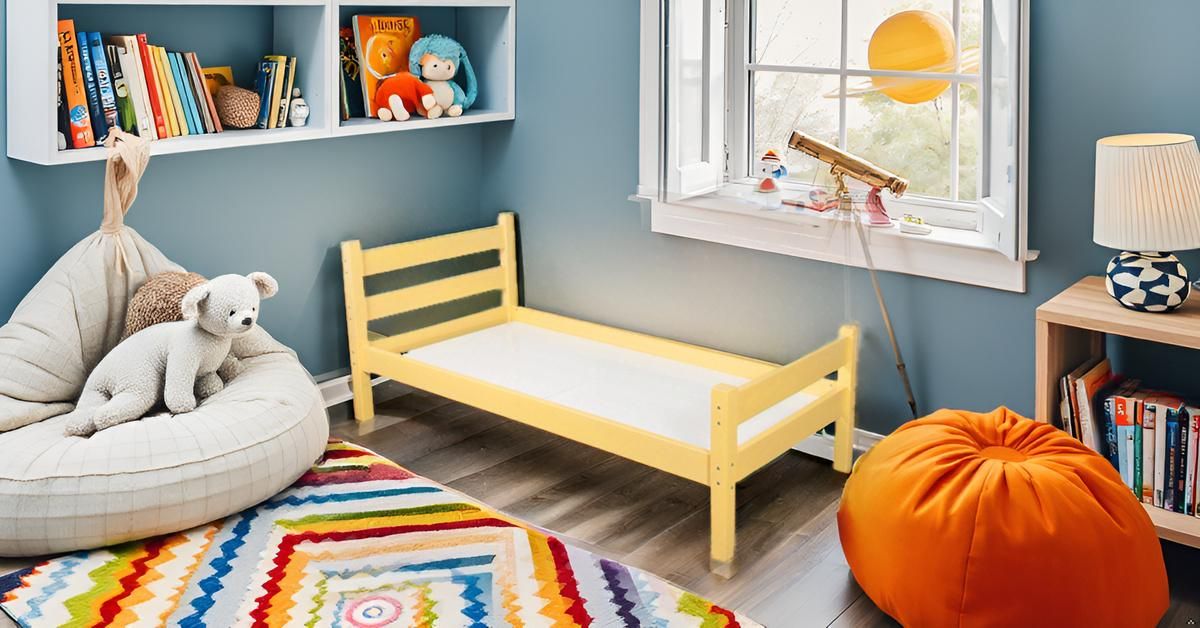 KIDOMATE Cosmos Solidwood Single Bed for Kids - Yellow